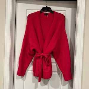 Hot pink belted - cardigan